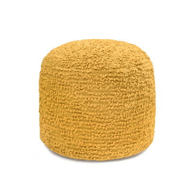 Sfera 17" Mustard Upholstered Pouf Ottoman