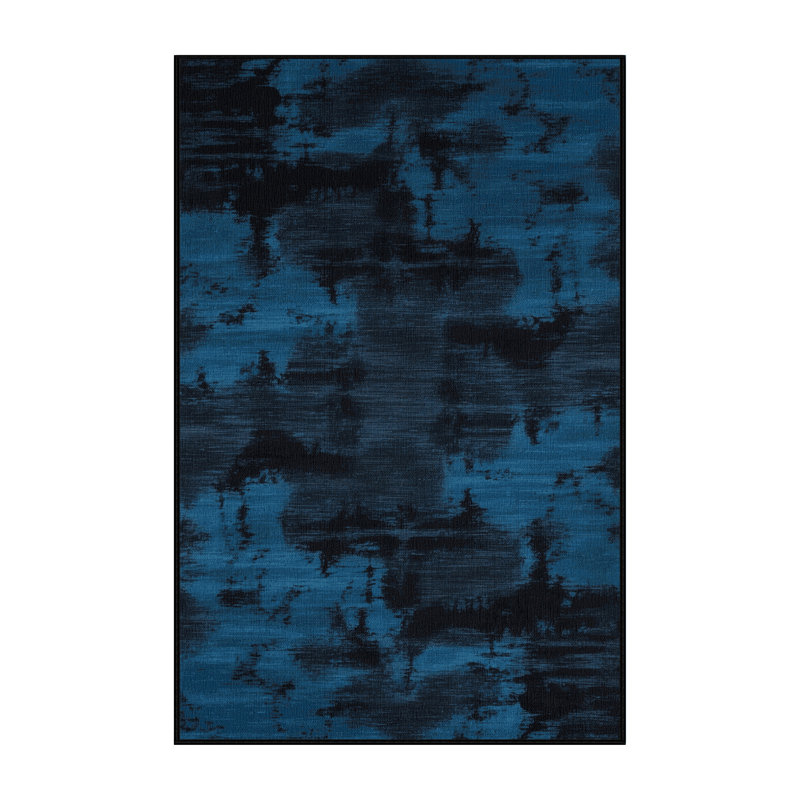 Tapis abstrait gris lavable à la machine, Rectangle 4 pi x 6 pi