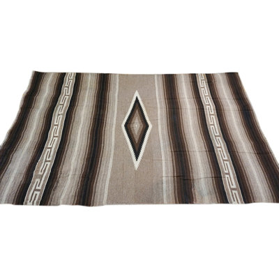 Antique Navajo Native American Geometric Flat Weave Rug