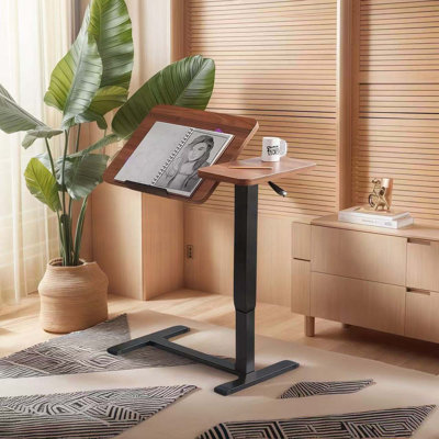 (UPGRADED) Overbed Bedside Desk, Mobile Rolling Laptop Stand Tilting Overbed Table with Wheels, Height Adjustable Tray Bedside Table for Laptop Bed So by Ebern Designs