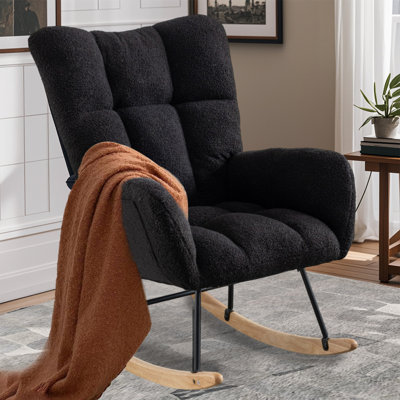 Soft Teddy Fabric Rocking Chair for Nursery