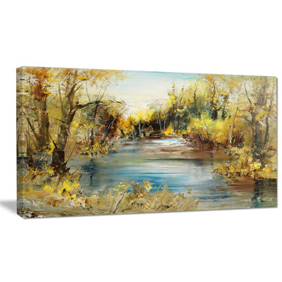 «Lake in Forest», peinture à l'huile sur toile tendue