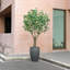 Ficus artificiel Adcock résistant aux rayons UV de 8 pi avec grand pot de fleurs gris, décor de ficus