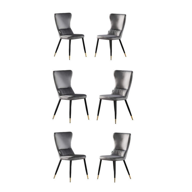 Hartshorne Upholstered Dining Chair, Black/Gold, Grey, 6