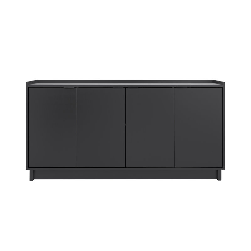 Prepac Black 4-Door Console Table with Adjustable Shelving