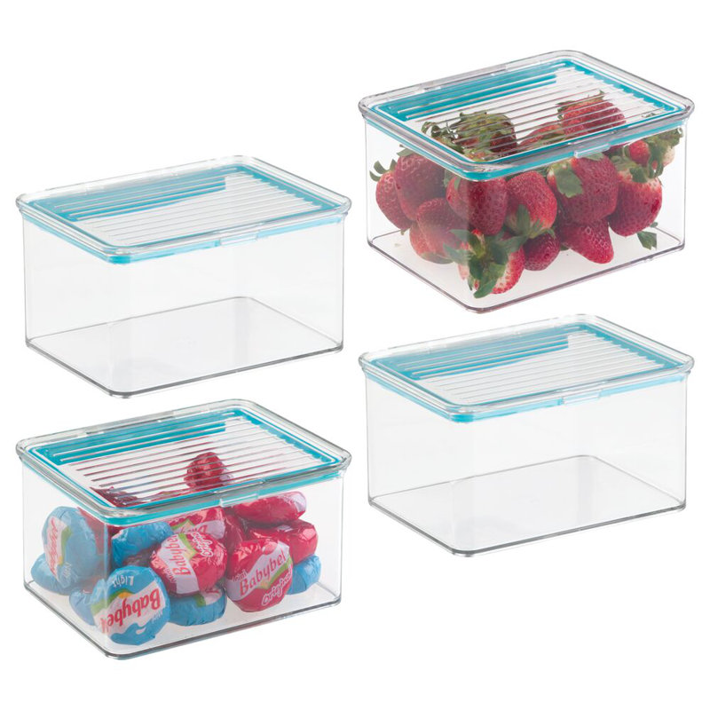 iDesign Small Food Storage Box with Airtight Seal for Kitchen or Pantry Storage - Set of 4 - Clear