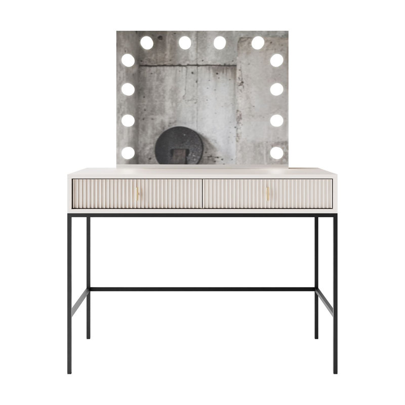 Deonni Dressing Table with Mirror, Cashmere