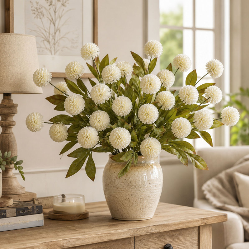 6 Piece Artificial Pompon Mum Flowers