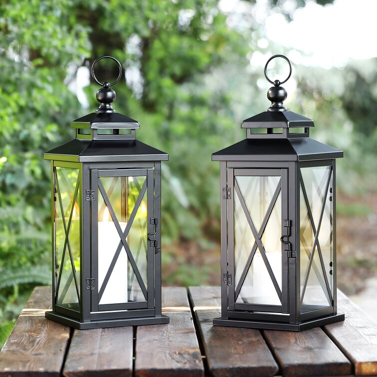 Safavieh Lirio Outdoor Lantern Set of 2 - Black