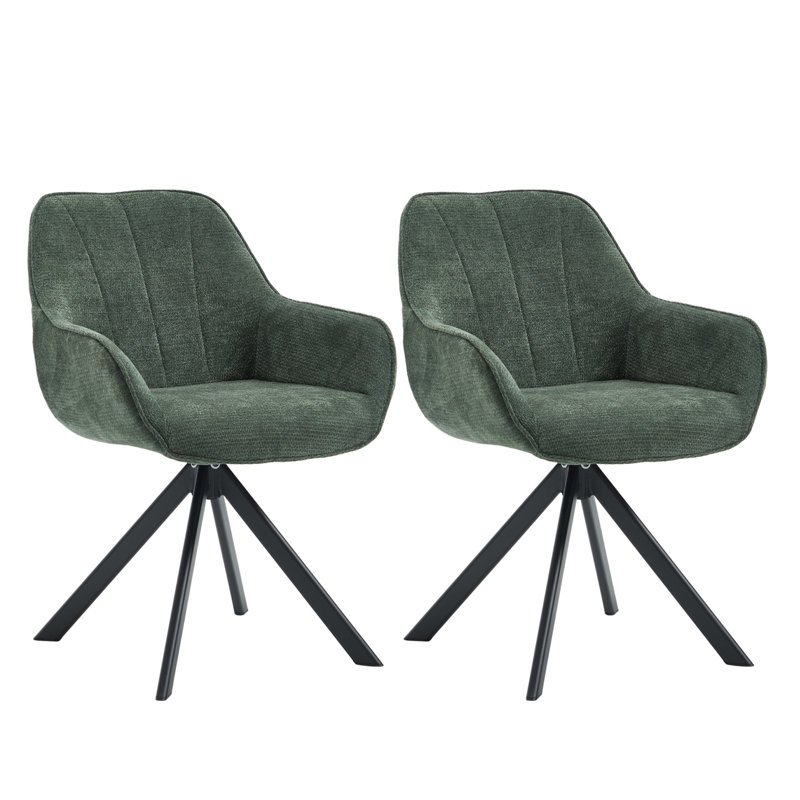 59cm Wide Upholstered Metal Dining Chairs, Green