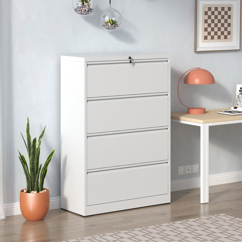 Classeur en métal 4 bureaux, verrouillable blanc pour format légal / A4 / F4, classeur verrouillable pour le bureau personnel, rangement pour documents de format légal / lettre / A4 / F4, fonctionnement en douceur