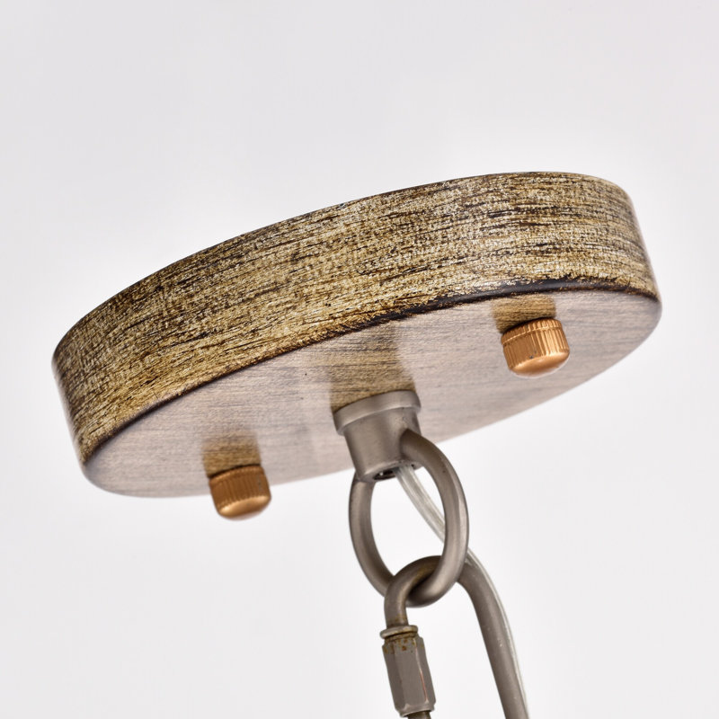 Hempy 24 - Light Dimmable Wheel Chandelier, Wood/Nickel