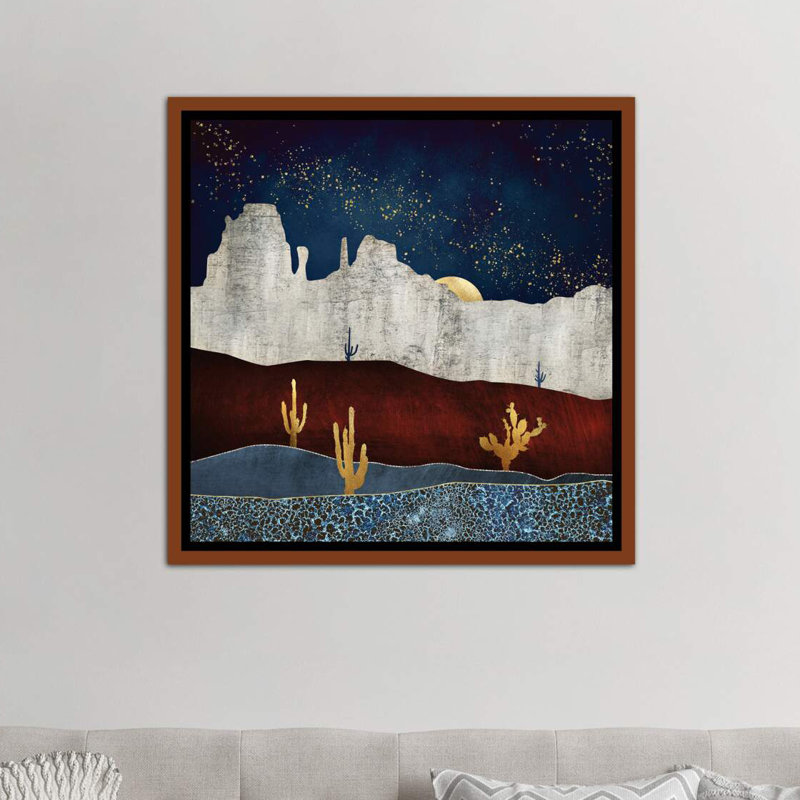 «Moonlit Desert» par Spaceécur Designs - impression, H 37 po x l 37 po x P 1,5 po, Toile avec cadre en bois classique