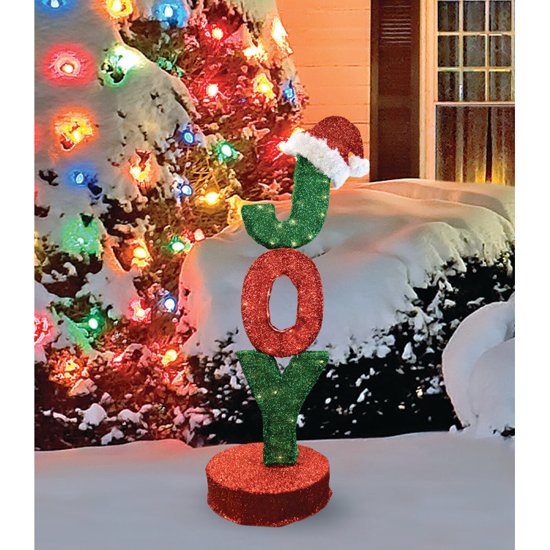 Décoration de Noël d'extérieur 43,5 "rotative rouge et verte" JOY "
