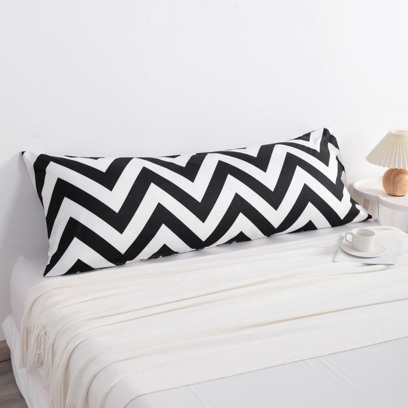 Vertical Pillowcase,1800TC Brushed Microfiber & No-Gap Seal?, Black Chevron