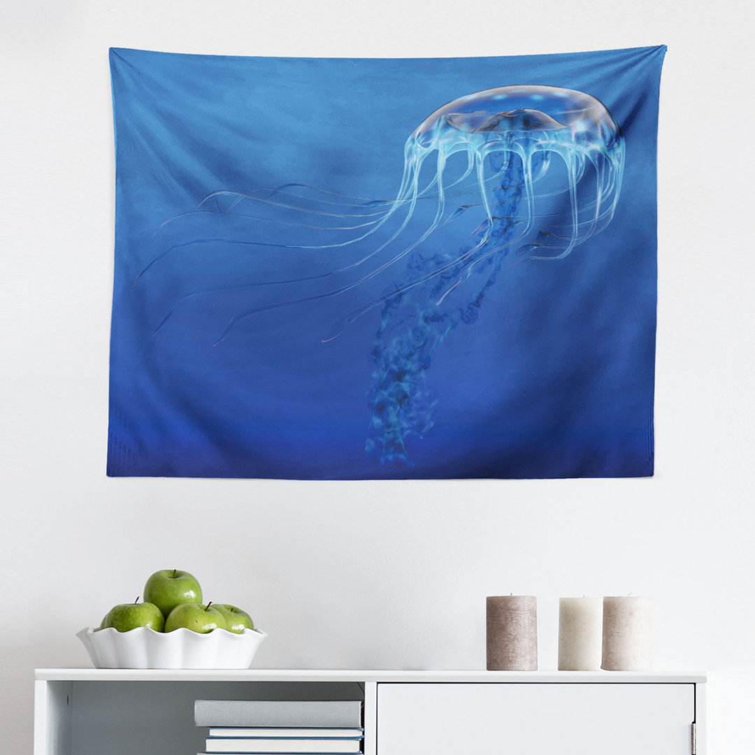 Wandbehang Blue Spotted Jelly Fish Aquarium Leben Meerestiere Ozean Raubtier in der Tiefe Wasser