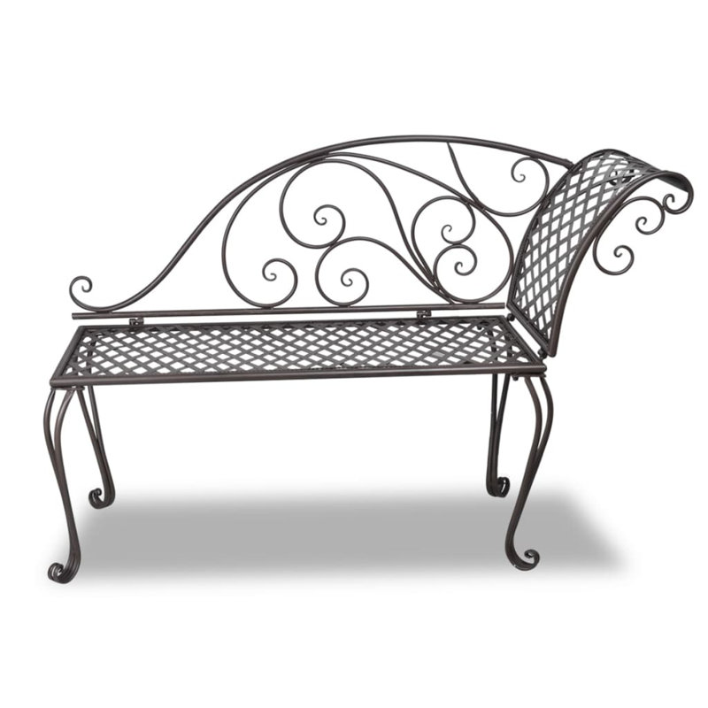 Garden Chaise Lounge 128 cm Steel Antique, Brown