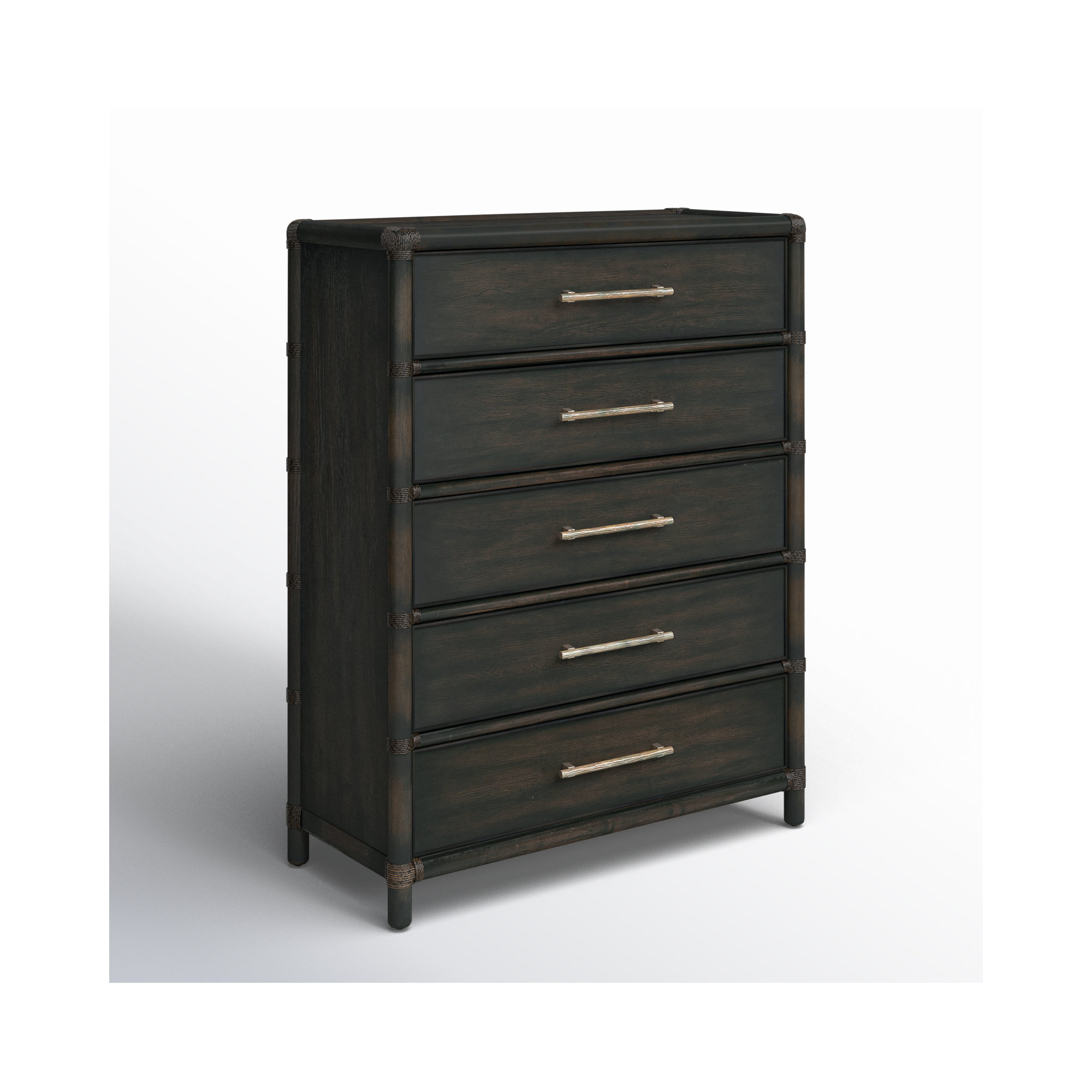 Bellmont 5 - Drawer Dresser, Dark Wood/Black Sand