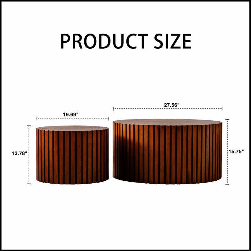 Round Wood Coffee Table for Small Space Living, No Assembly Required, Handcrafted and Durable, Walnut