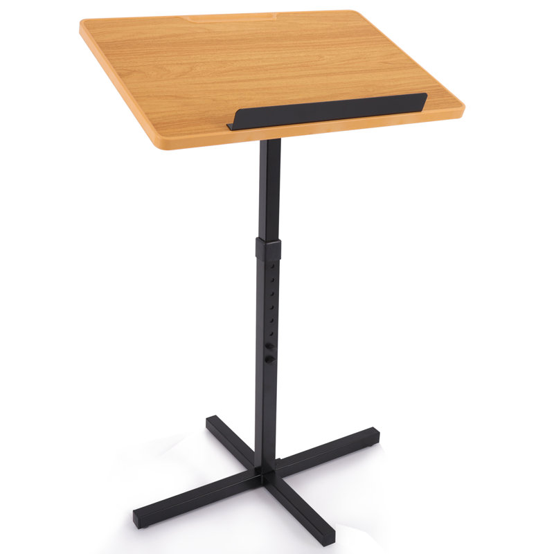 Adjustable Black and Wood Portable Lectern Stand