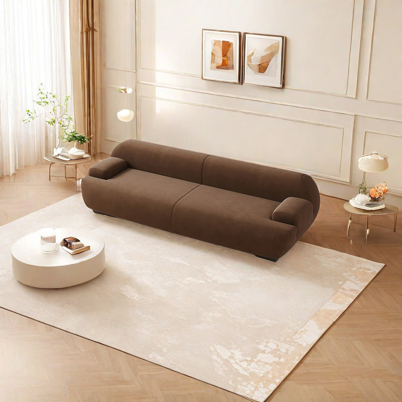 Banc rembourré Hamidiye Leathaire, H 23,62 po x l 59,05 po x P 19,68 po, Brun foncé