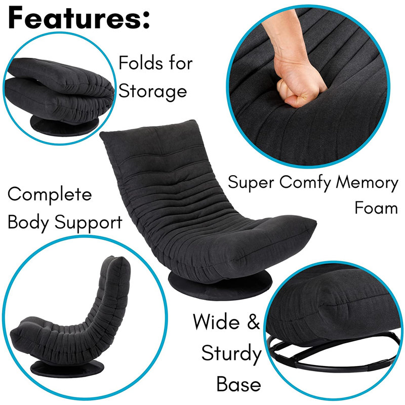 Charcoal Memory Foam Swivel Floor Chair with Adjustable Back