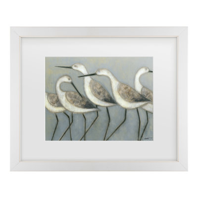 Art mural encadré - Décoration murale Norman Wyatt «Shore Birds I» avec cadre mat - Art du salon, de la cuisine et de la salle de bain - 11 x 14