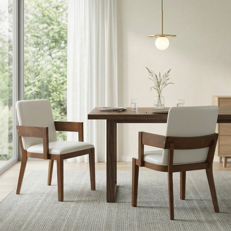 Fauteuil de salle à manger rembourré Mid-Century, Noyer