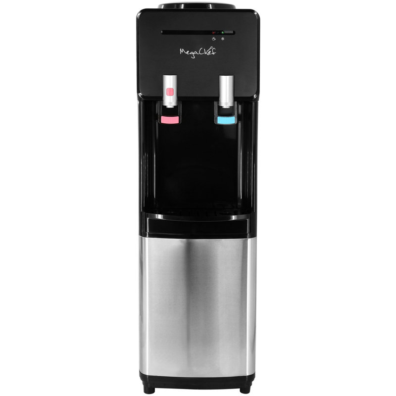 MegaChef Black Metal Top Load Hot and Cold Water Dispenser