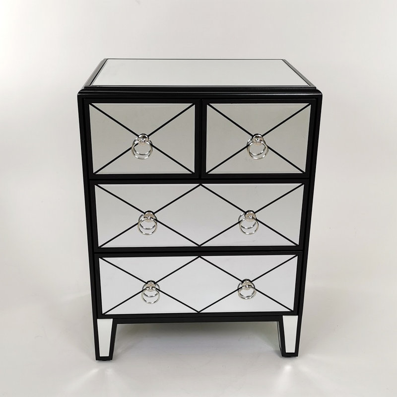 Commode décorative 4 tiroirs Rikiah, Noir