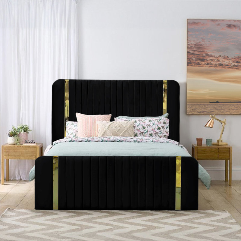 Upholstered Ottoman Storage Bed, Black, Double (4'6)