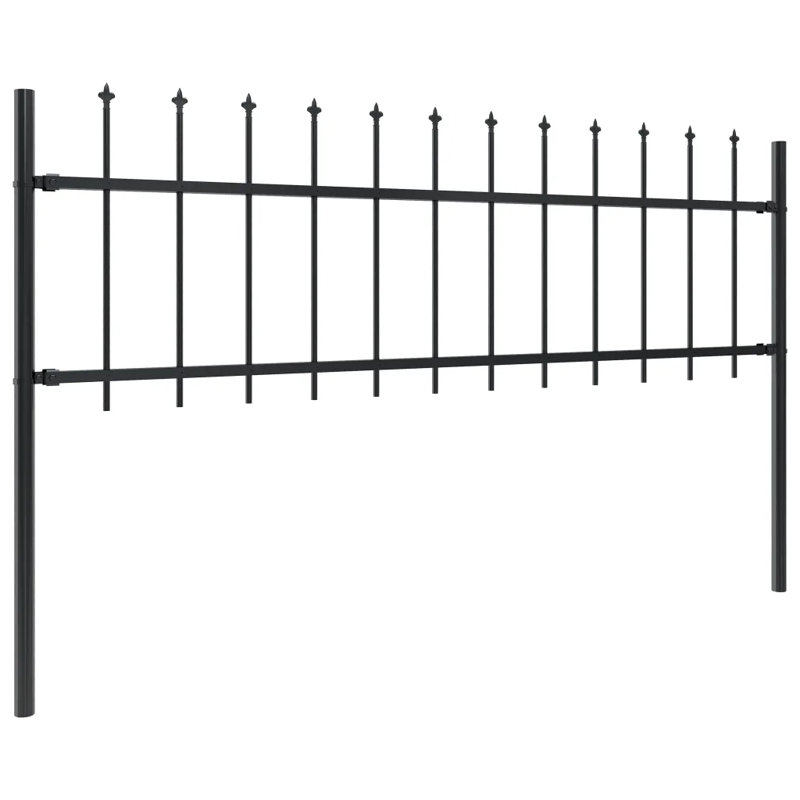 Pietras 110" H x 267.72" W Black Metal Border Fence with 4 Panels Included