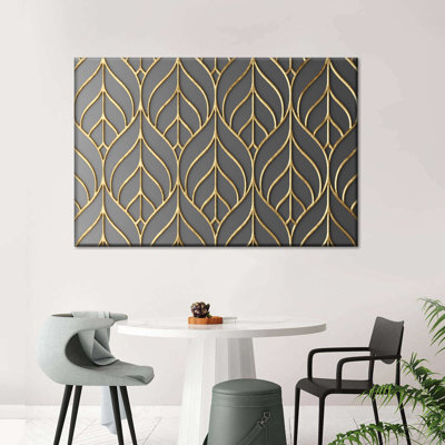 " Lattice Gold Leaves Canvas Print "