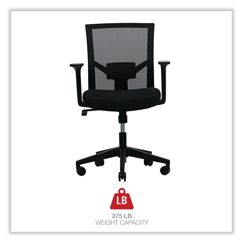 Black Mesh and Fabric Adjustable Task Chair with Fixed Arms