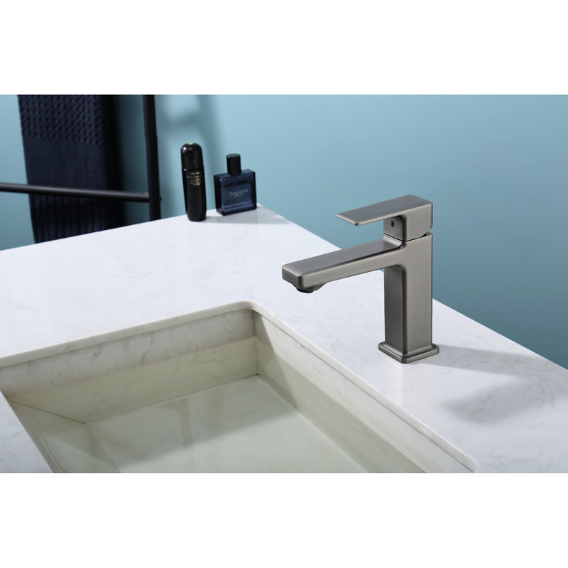 Gray Bathroom Sink Tap, 1.5/Gpm Rate, Zinc Build, Deck Mounted Corrosion Lever Handle Rust, Gray
