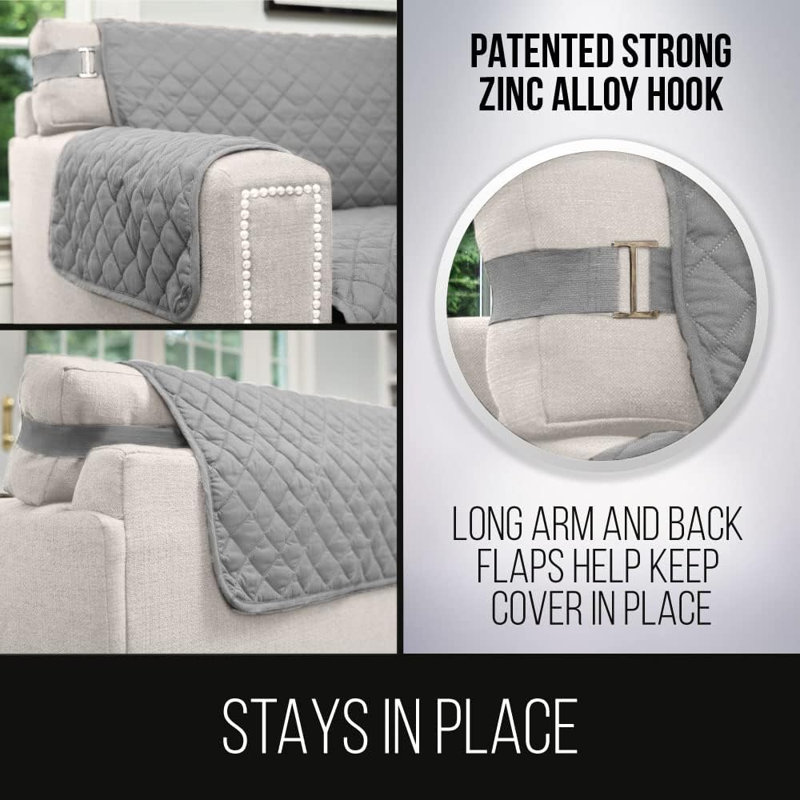 Box Cushion Wingback Slipcover, Light Gray/Charcoal Microfiber, 11.3" H x 4" W x 12.9" D