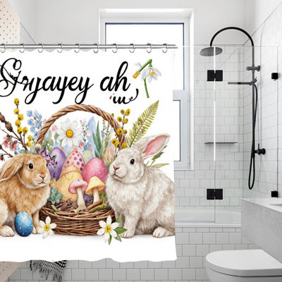 Rideaux de douche panier de lapin de Pâques, 71 × 71