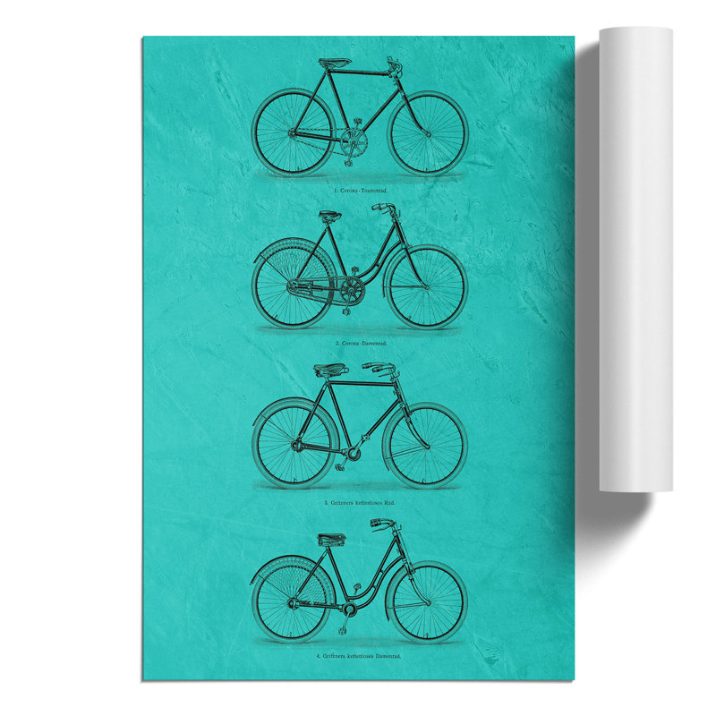 Vintage Bicycles - Frameless Print, 30cm H x 21cm W x 0.1cm D