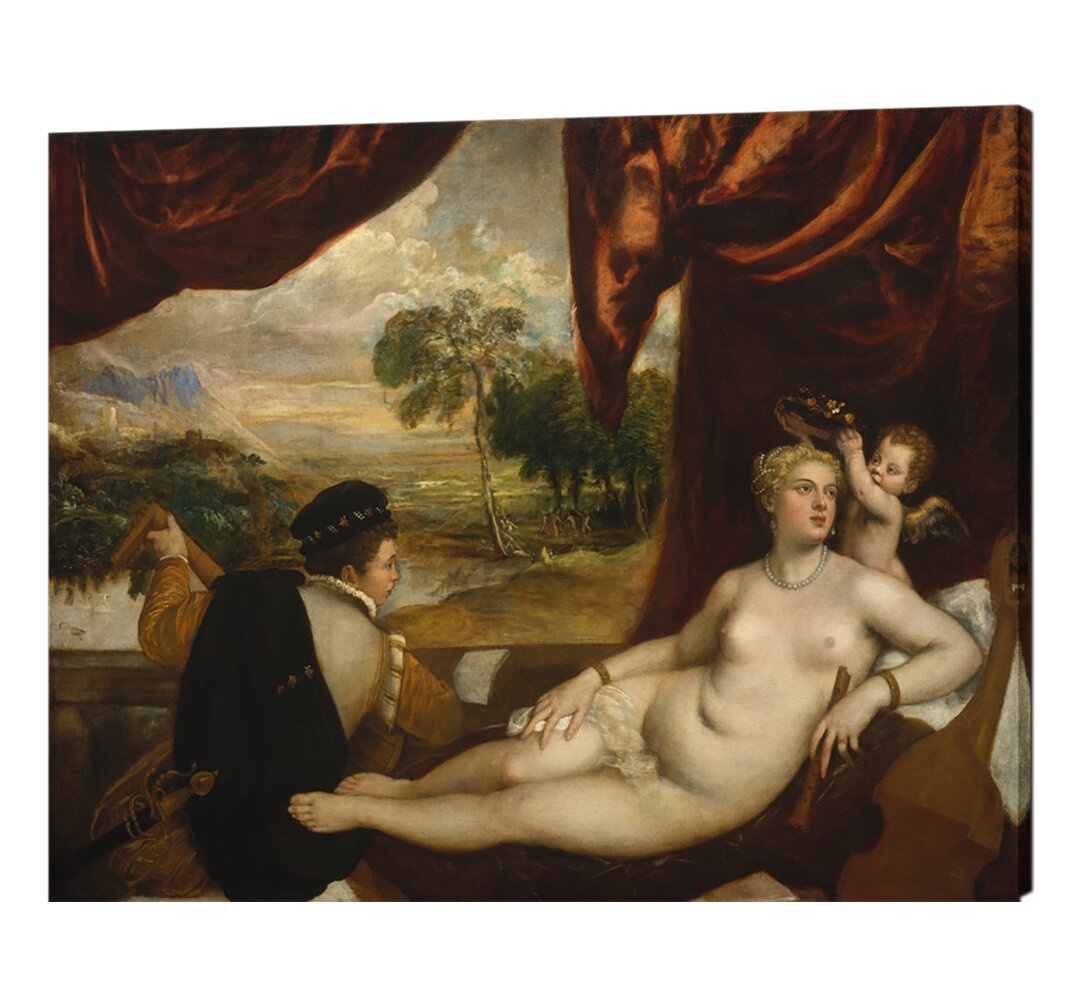 Venus Ans The Lute Player von Tizian - Gemälde auf Leinwand drucken