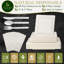 50 ensembles - Assiettes, serviettes, couverts, ensemble de boîtes jetables carrées compostables - 300 pièces