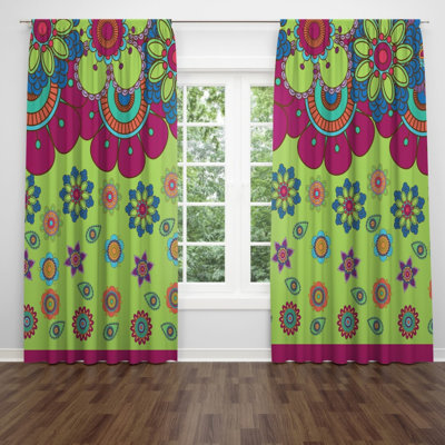Panneaux de rideaux semi-transparents à motif floral (DSQ est fixé à 2)