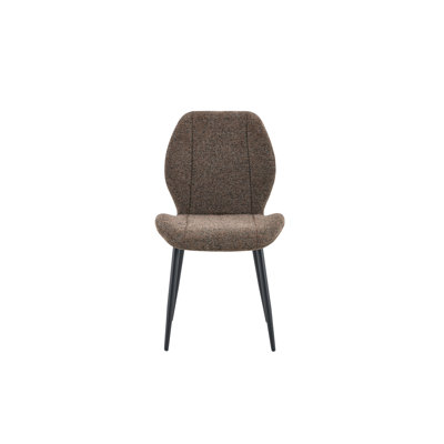 4 ensembles de chaises de salle à manger rétro et minimalistes en tissu brun avec des coussins spacieux et confortables. Pieds en métal noir et pieds réglables, convenant à la salle à manger, au bureau, etc.