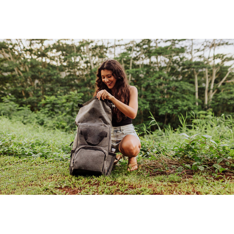 On The Go Roll-Top Backpack Cooler - Hiking Backpack Cooler, Gray/Black