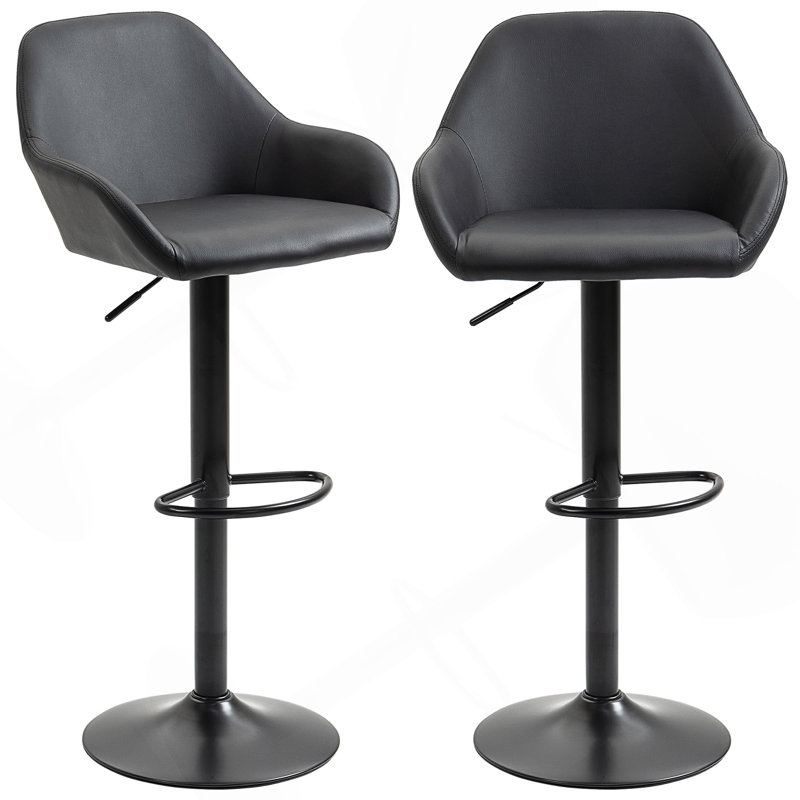 Tabourets de bar réglables, tabourets de bar pivotants à hauteur de comptoir avec repose-pieds et dossier, ensemble de 2