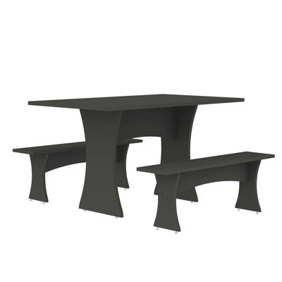 Coney 3-Piece Dining Set with Dining Benches by Manhattan Comfort