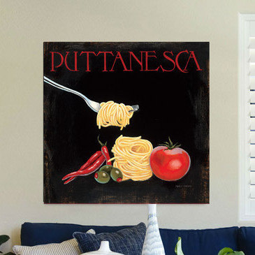 «Italian Cuisine», impression sur toile, H 18 po x l 18 po x P 1,5 po, Toile avec cadre noir, Pas de tapis