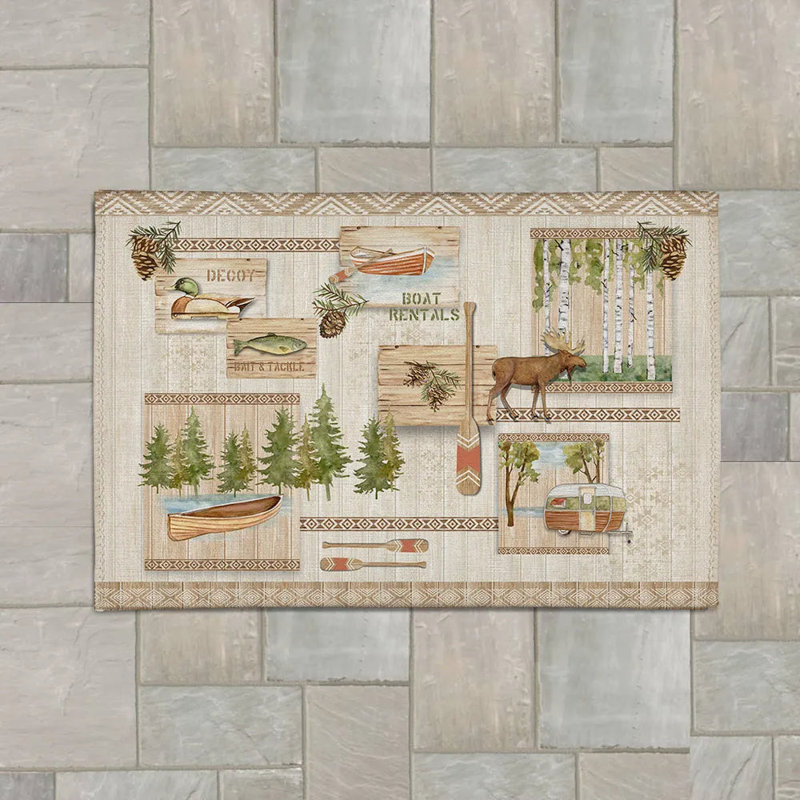 Tapis intérieur / extérieur rectangulaire avec envers antidérapant Lakewood, Rectangle 5 pi x 7 pi