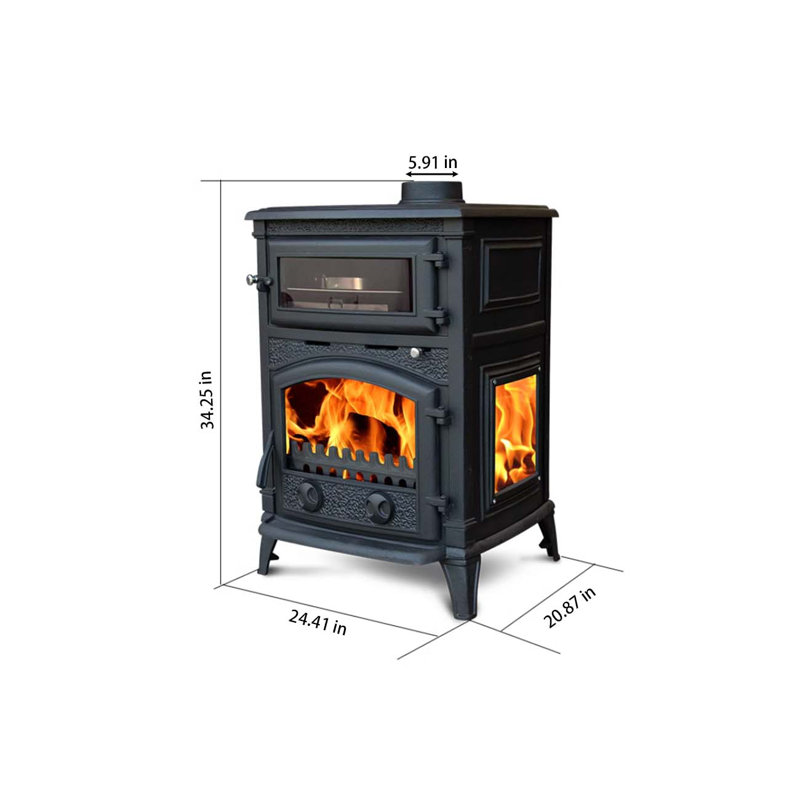 Domestic wood-burning cast-iron heating stove