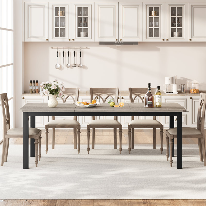 Metal Base Dining Table, Grey Wood