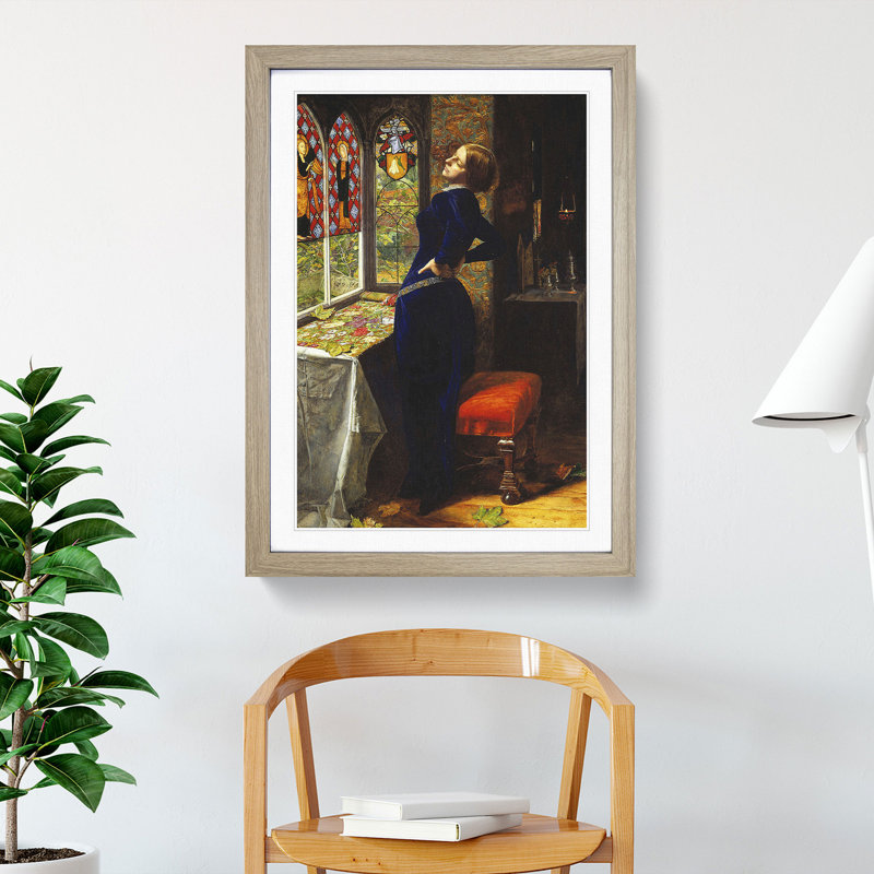 Mariana by John Everett Millais - Framed Print, 48cm H x 36cm W x 2cm D, Oak Framed